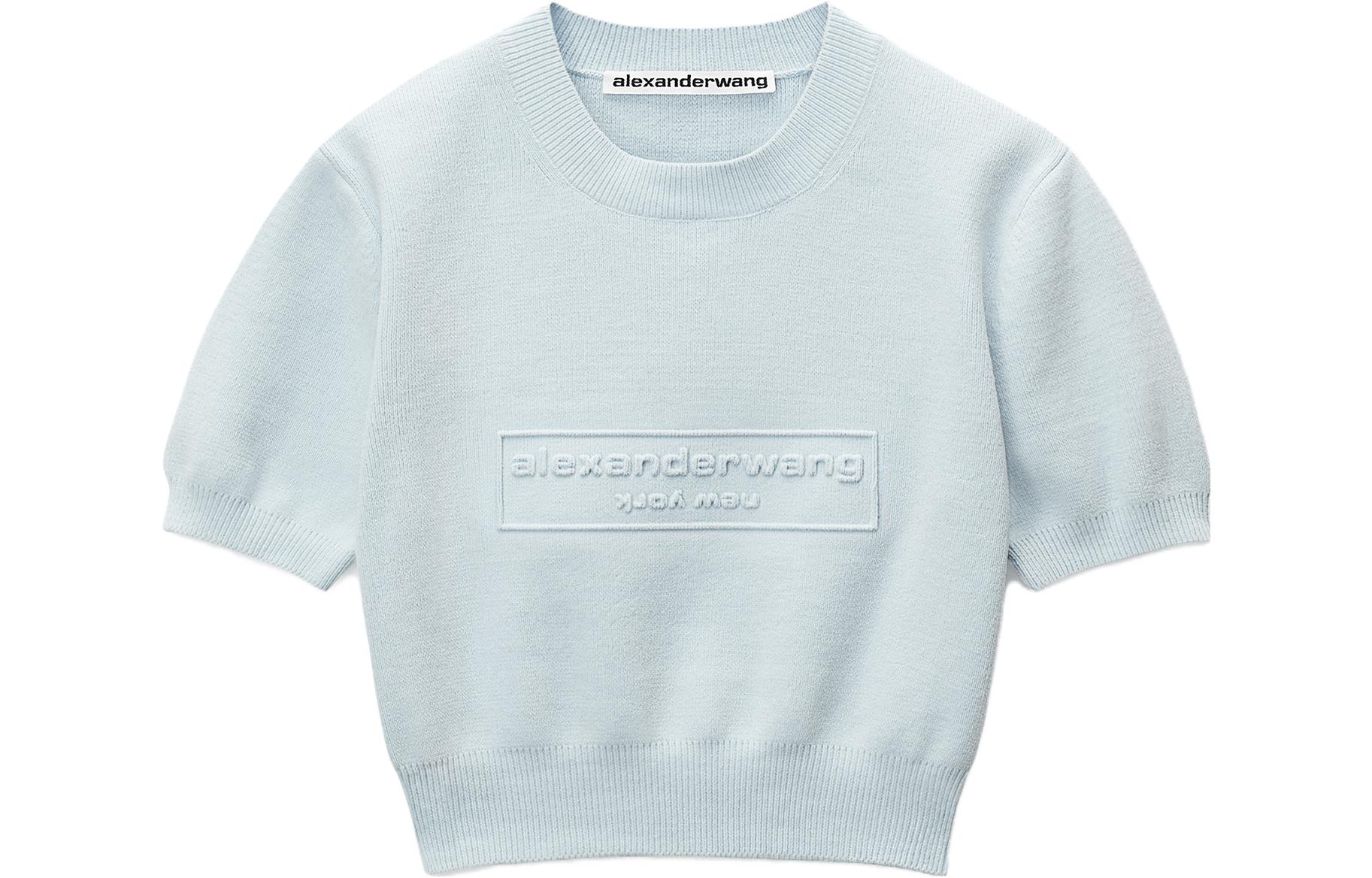 (Women) Alexander Wang Embossed Logo Knit Crewneck T-Shirt  Blue. 1KC32310374-64A