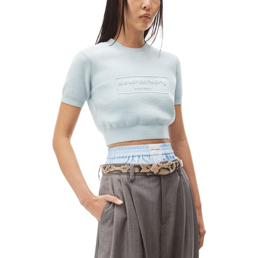 (Women) Alexander Wang Embossed Logo Knit Crewneck T-Shirt  Blue. 1KC32310374-64A 圖 6