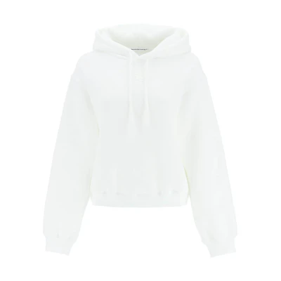 (Women) Alexander Wang Embossed Logo Pullover Hoodie White. 4CC3222069-100-WHITE