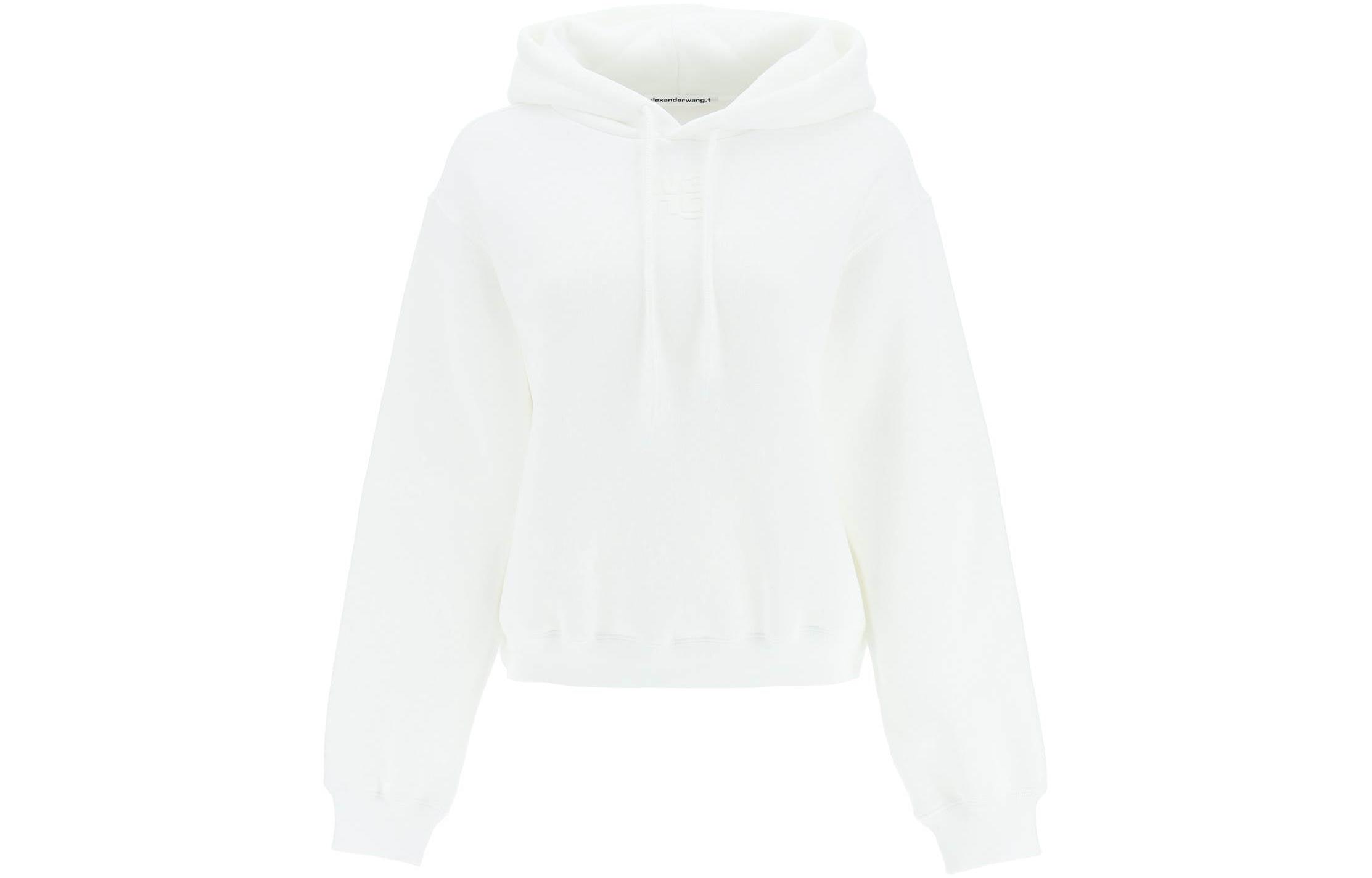 Order (W) 알렉산더 왕 엠보싱 로고 풀오버 후디 화이트. 4CC3222069-100-WHITE