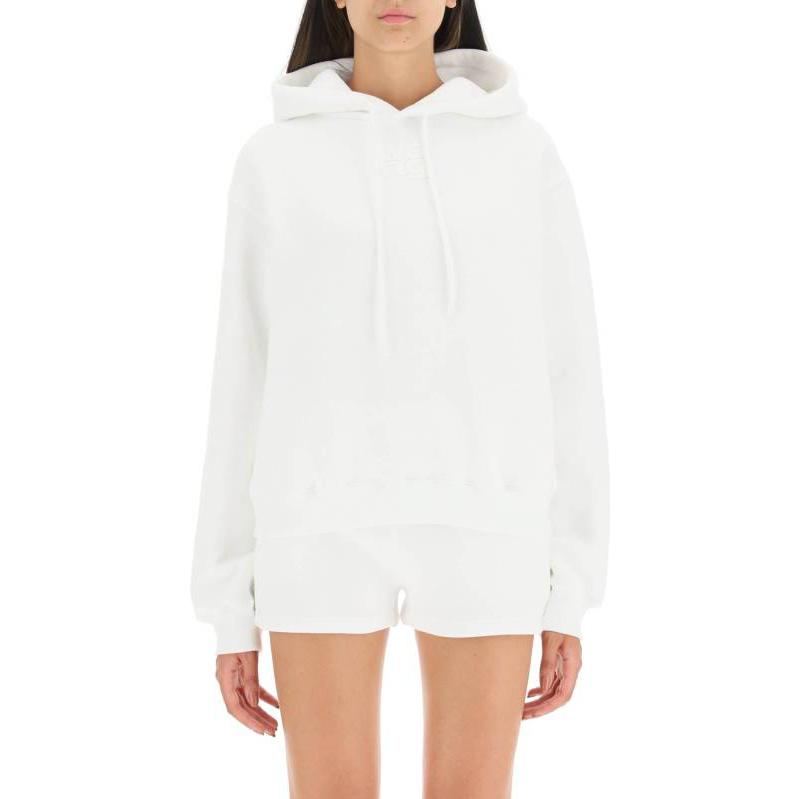 Lookbook (W) 알렉산더 왕 엠보싱 로고 풀오버 후디 화이트. 4CC3222069-100-WHITE