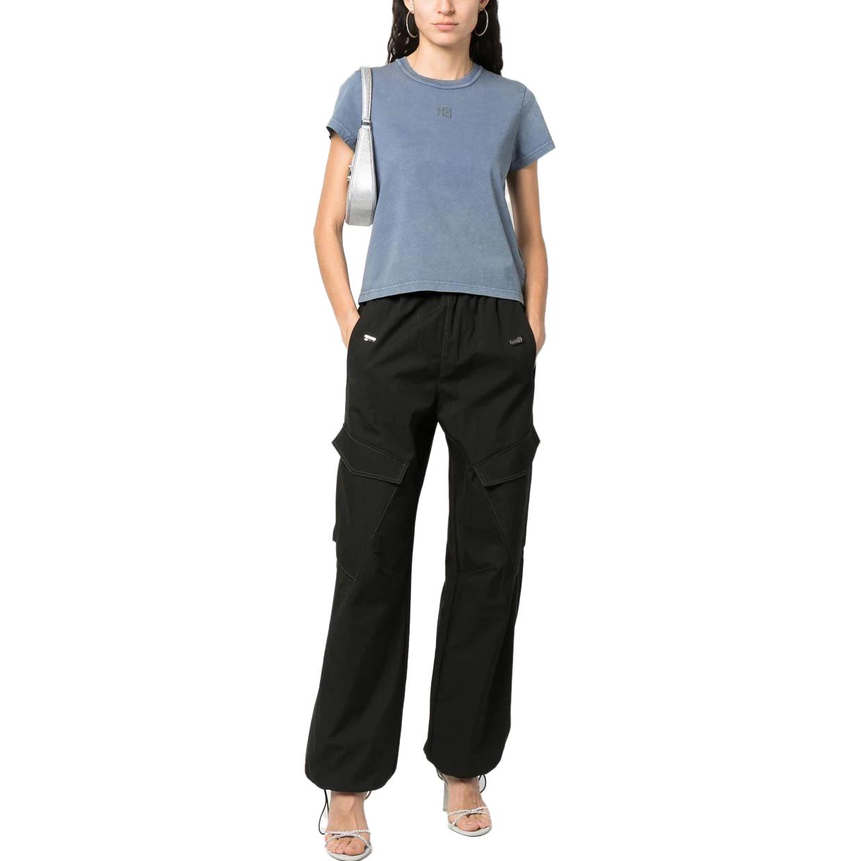 Lookbook (W) 알렉산더 왕 에센셜 로고 프린트 크루넥 티셔츠 여성 미스티 블루 SS24. 4CC3221358-077