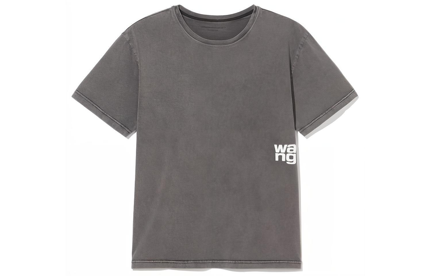 (Women) Alexander Wang Essential Printed Logo Foam Detail T-Shirt SS24 Dark Grey 4CC3221357-011