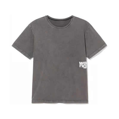 (Women) Alexander Wang Essential Printed Logo Foam Detail T-Shirt SS24 Dark Grey 4CC3221357-011