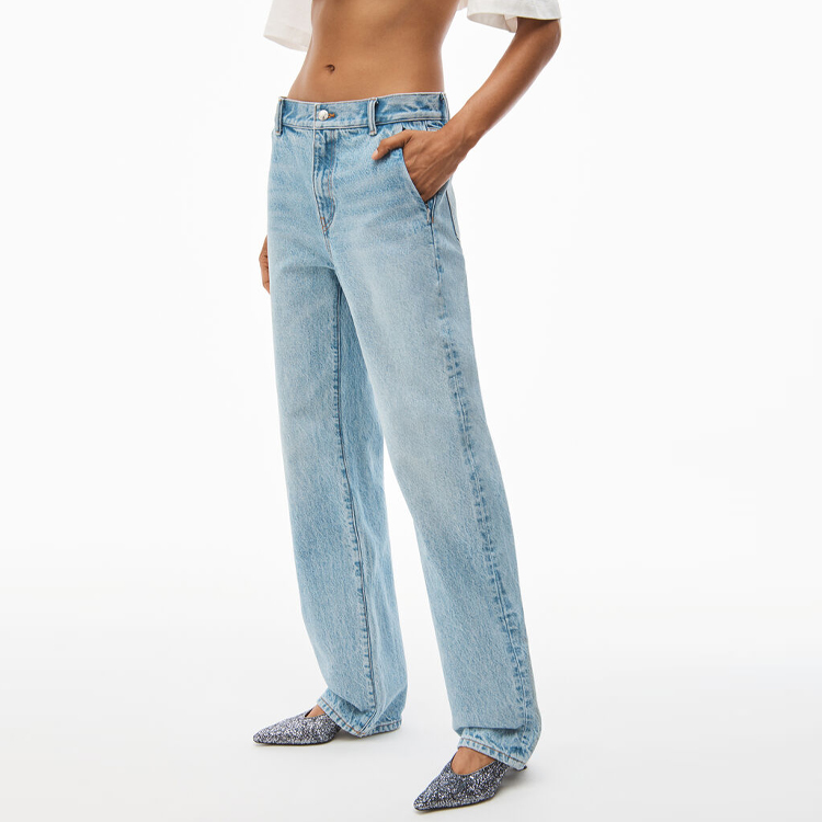 Purchase (W) 알렉산더 왕 EZ 시리즈 SS23 미드라이즈 스트레이트 진 블루 4DC1234305-442