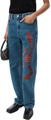 (W) Alexander Wang Ez Wavy Logo Jeans Mid-Waist Straight-Leg Biru Denim. 4DC1244222-401 Purchase (W) Alexander Wang Ez Wavy Logo Jeans Mid-Waist Straight-Leg Biru Denim. 4DC1244222-401