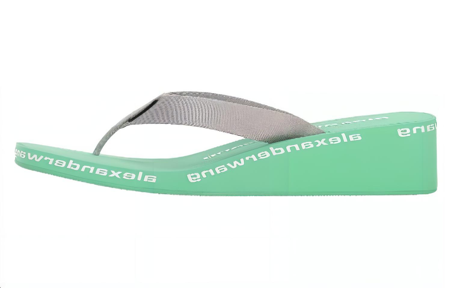 (Women) Alexander Wang Fabric Wedge Fashion Slide 'Green Herringbone' 30321S019132