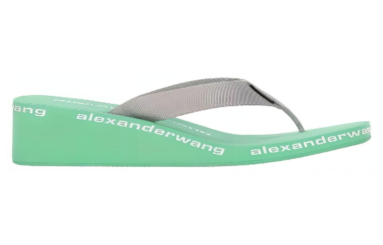 Order (W) Alexander Wang Fabric Wedge Fashion Slide 'Green Herringbone' Hijau-首页 30321S019132