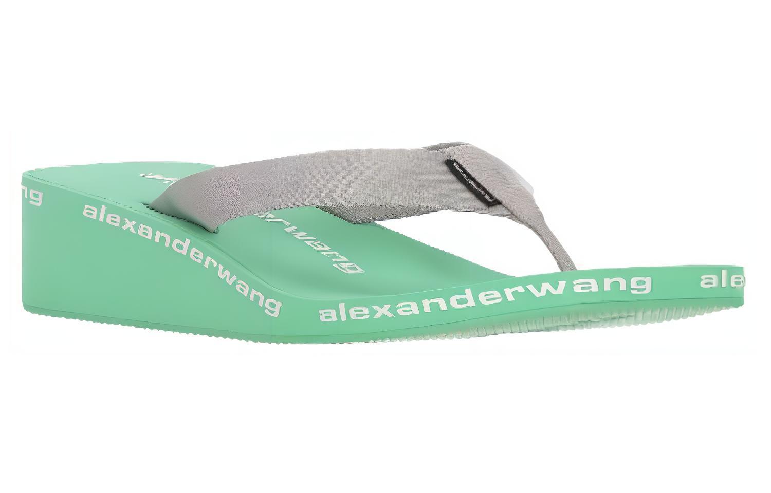 Lookbook (W) Alexander Wang Fabric Wedge Fashion Slide 'Green Herringbone' Hijau-首页 30321S019132