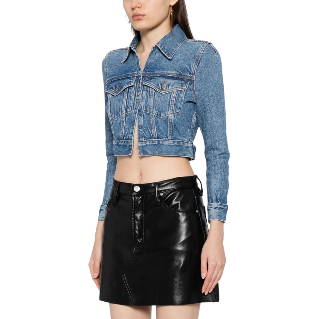 Purchase (Women) Alexander Wang Faded Button-Up Cropped Denim Jacket Women’s Blue Long Sleeve 4DC1242212-482A