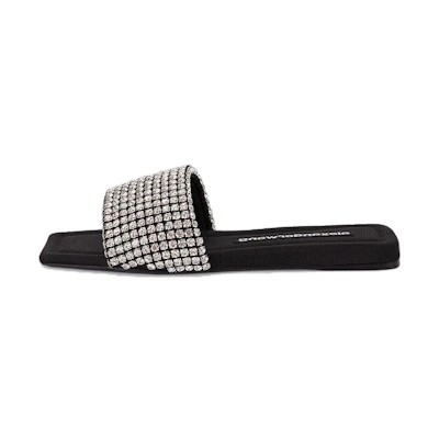 (W) Alexander Wang Flat 'Black Fashion Slides'
