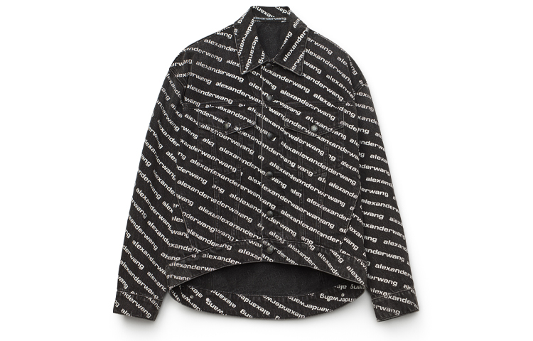 Order (Women) Alexander Wang FW20 Logo Print Asymmetric Denim Biker Jacket 4DC1212888-060