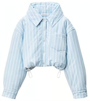 (Women) Alexander Wang FW21 Striped Cropped Hooded Down Jacket Blue 4WC1223018-438 (Women) Alexander Wang FW21 Striped Cropped Hooded Down Jacket Blue 4WC1223018-438