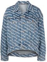 (Women) Alexander Wang FW21 All-over Logo Print Denim Jacket Women Blue 520 4DC3212006-460 (Women) Alexander Wang FW21 All-over Logo Print Denim Jacket Women Blue 520 4DC3212006-460