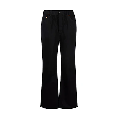 (Women) Alexander Wang FW21 Black Wide-Leg Pants with Back Logo Patch 4DC4214030-001