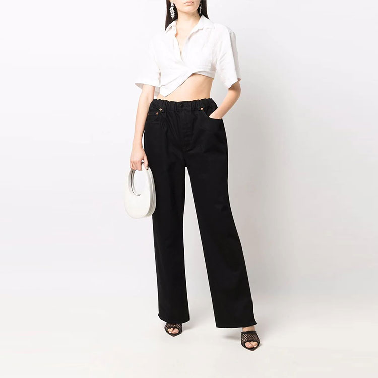 (Women) Alexander Wang FW21 Black Wide-Leg Pants with Back Logo Patch 4DC4214030-001 圖 3