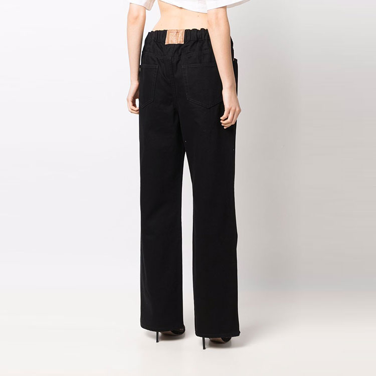 (Women) Alexander Wang FW21 Black Wide-Leg Pants with Back Logo Patch 4DC4214030-001 圖 4