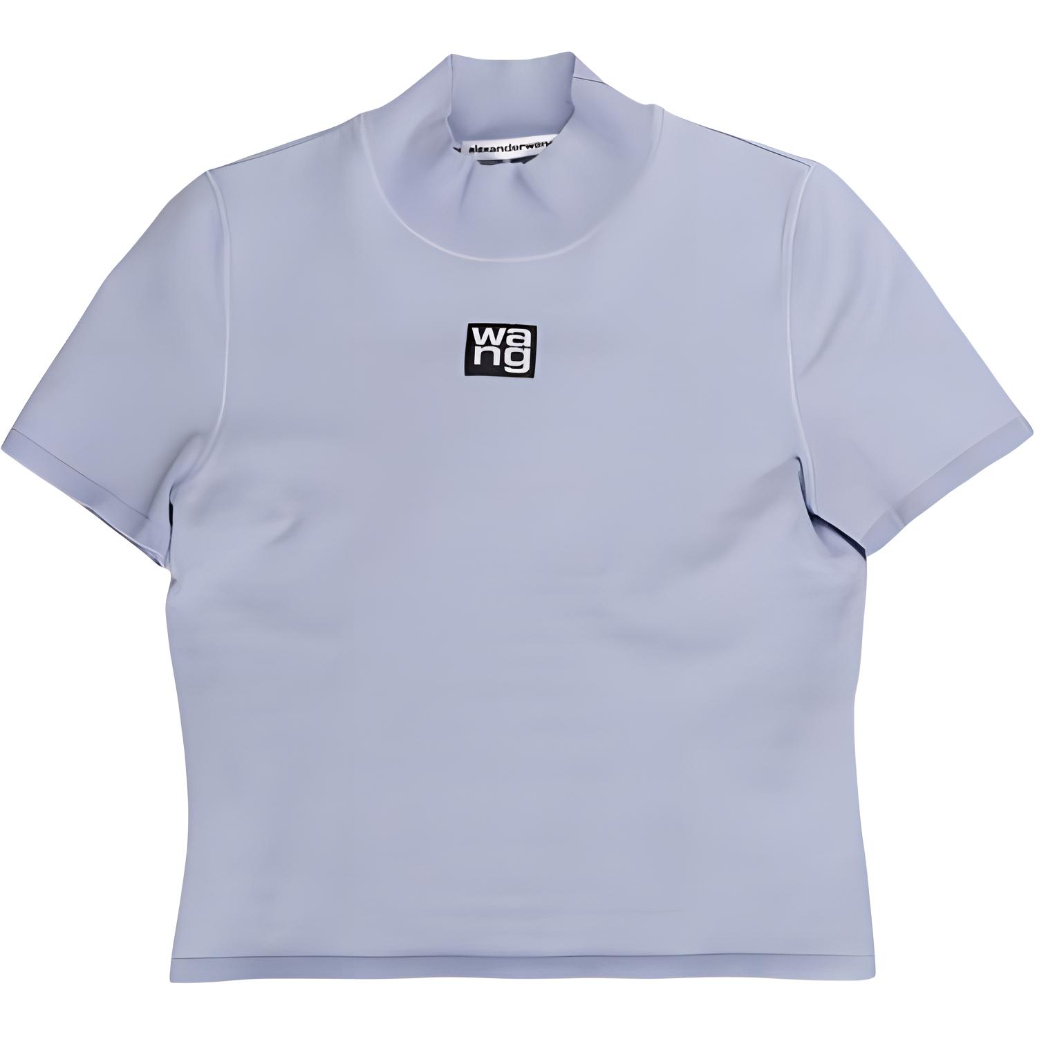 (Women) Alexander Wang FW21 Blue Logo Mock Neck Knit T-shirt 4KC2191008-454