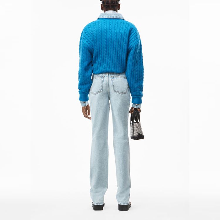 Shop (W) 亚历山大王FW21破洞叠层修身牛仔裤 女款 蓝色 1WC3214368-270