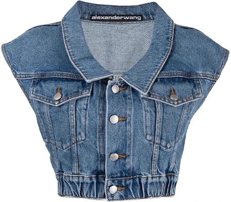 (Women) Alexander Wang FW21 Elastic Hem Denim Vest Blue 4DC4212037-MEDIUM Buy (Women) Alexander Wang FW21 Elastic Hem Denim Vest Blue 4DC4212037-MEDIUM
