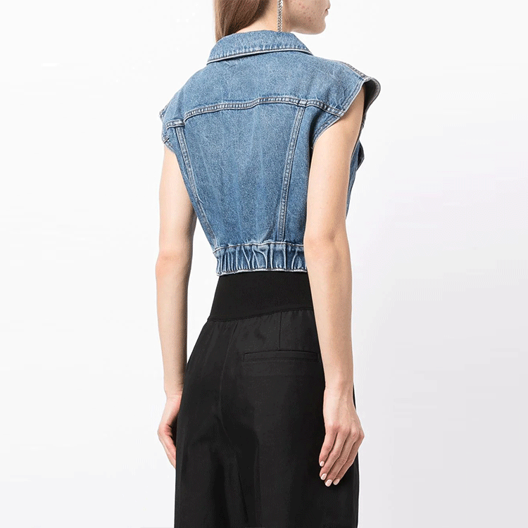 (Women) Alexander Wang FW21 Elastic Hem Denim Vest Blue 4DC4212037-MEDIUM 圖 4