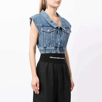 (Women) Alexander Wang FW21 Elastic Hem Denim Vest Blue 4DC4212037-MEDIUM Purchase (Women) Alexander Wang FW21 Elastic Hem Denim Vest Blue 4DC4212037-MEDIUM