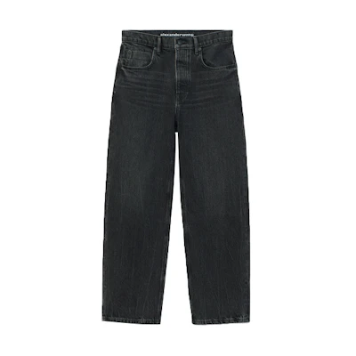 (Women) Alexander Wang FW21 Grey Wide-Leg Relaxed Cropped Jeans 4DC2204718-031