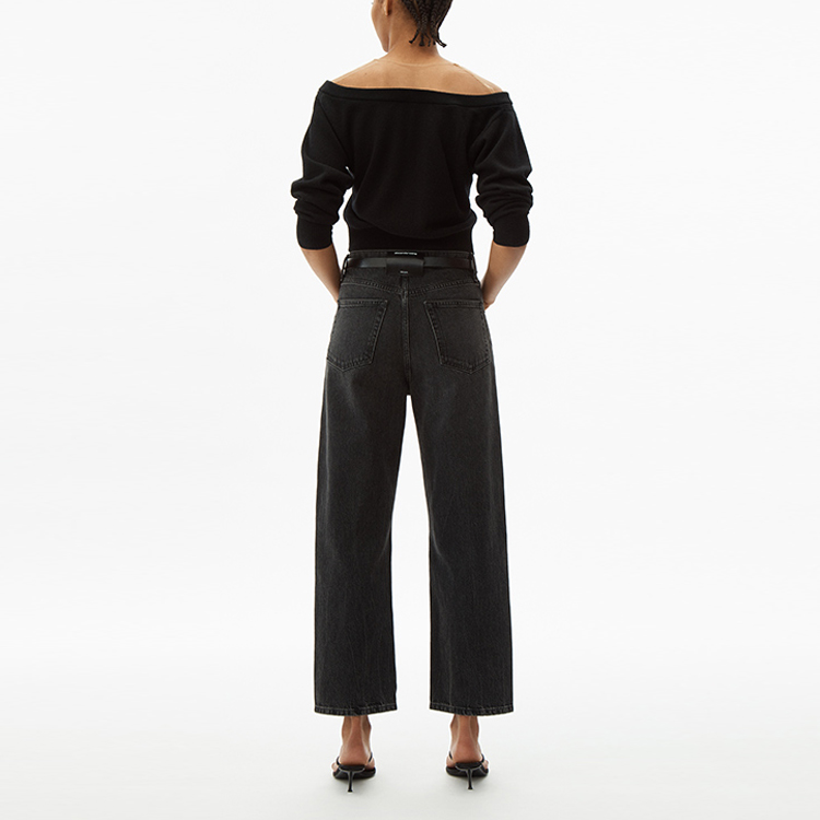 Shop (W) 亚历山大王FW21灰色宽腿休闲九分牛仔裤 4DC2204718-031