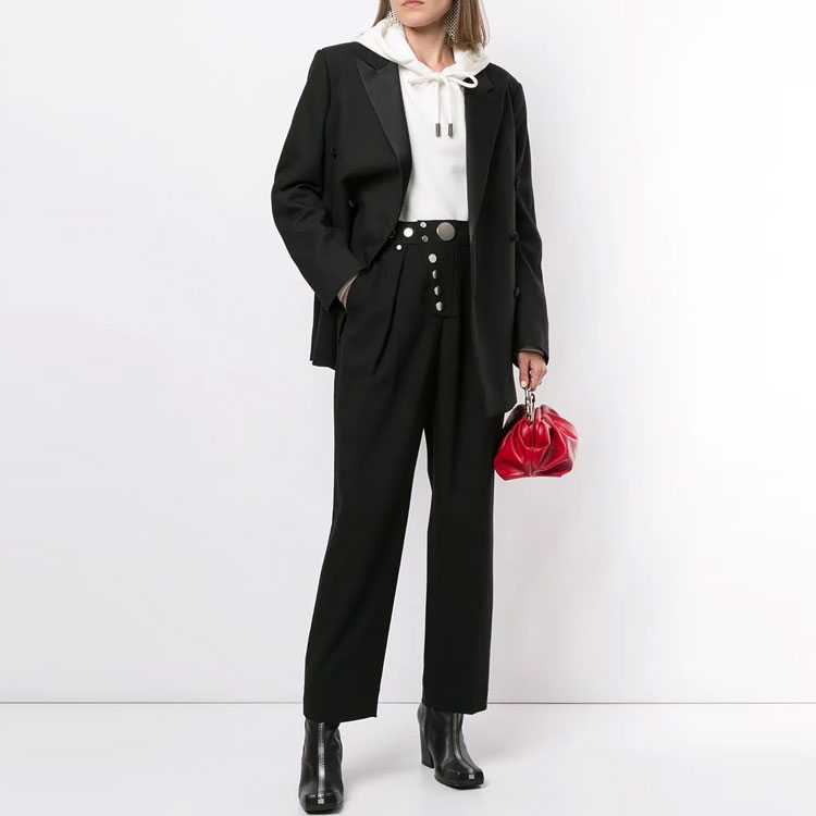 Lookbook (W) Pantalones Negros Mujer Tiro Alto Pierna Recta Alexander Wang FW21. 1WC1204227-001