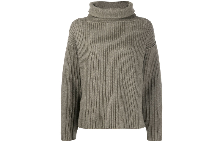 (Women) Alexander Wang FW21 High Collar Ribbed Wool Sweater Brown 1KC2191043