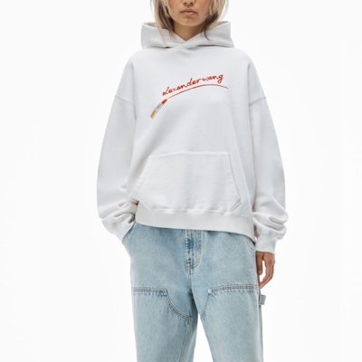 (W) 알렉산더 왕 FW21 립스틱 그래픽 후드 여성용 화이트 UCC4211466111-110 Details for (W) 알렉산더 왕 FW21 립스틱 그래픽 후드 여성용 화이트 UCC4211466111-110