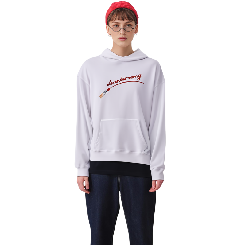 Sizing (W) 알렉산더 왕 FW21 립스틱 그래픽 후드 여성용 화이트 UCC4211466111-110