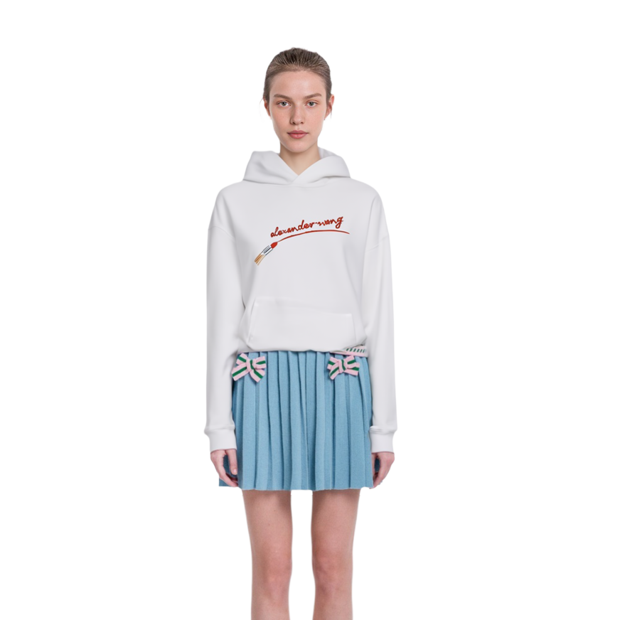 Cheap (W) 알렉산더 왕 FW21 립스틱 그래픽 후드 여성용 화이트 UCC4211466111-110