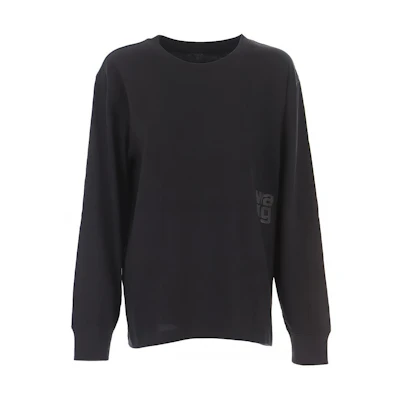 (Women) Alexander Wang FW21 Logo Crewneck Long Sleeve Sweatshirt Black 4CC1201151-001