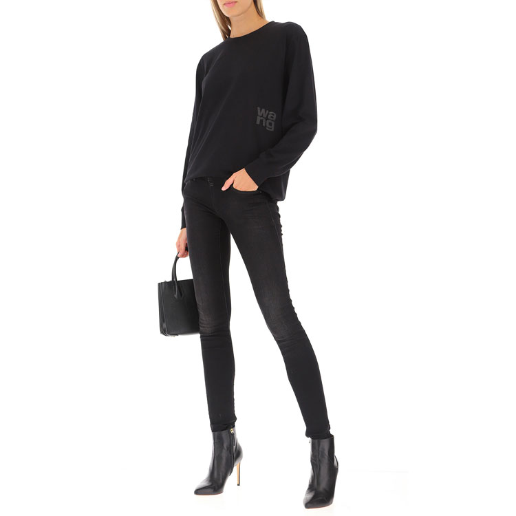 Details for (W) 亚历山大王FW21 logo长袖圆领卫衣黑色 4CC1201151-001