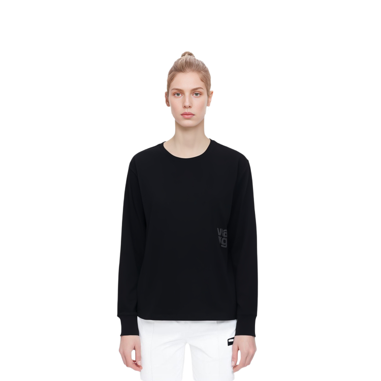 Cheap (W) 亚历山大王FW21 logo长袖圆领卫衣黑色 4CC1201151-001