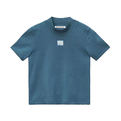 (Women) Alexander Wang FW21 Logo Knit Slim Turtleneck Tee Ice Blue. 4KC2191008-469