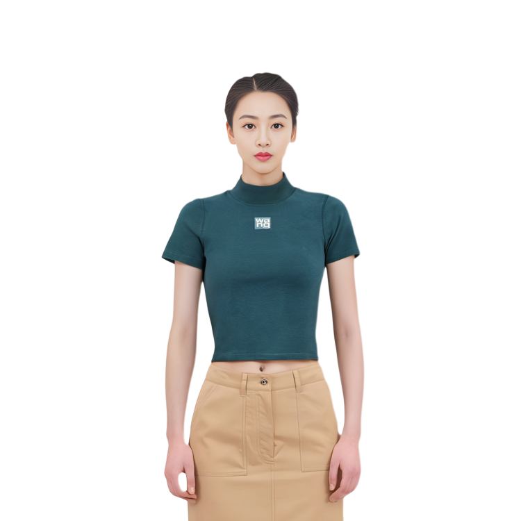 Sizing (W) Alexander Wang FW21 標誌針織修身高領上衣 冰藍色 4KC2191008-469