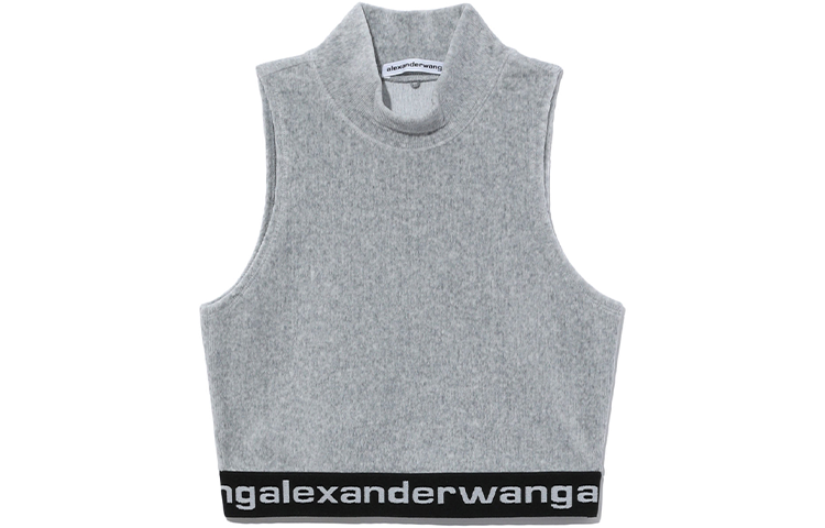 (Women) Alexander Wang FW21 Logo Patchwork Tank Top Grey 4CC2211212-030