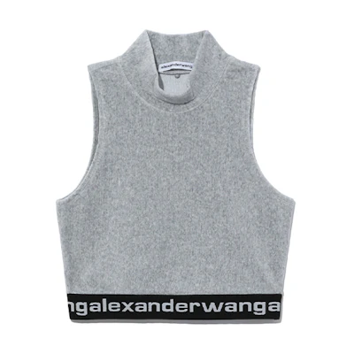 (Women) Alexander Wang FW21 Logo Patchwork Tank Top Grey 4CC2211212-030