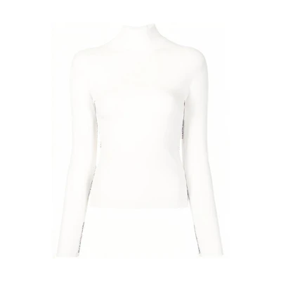 (Women) Alexander Wang FW21 Logo Trim Slim Fit Knit Top Women’s White 4KC4211035