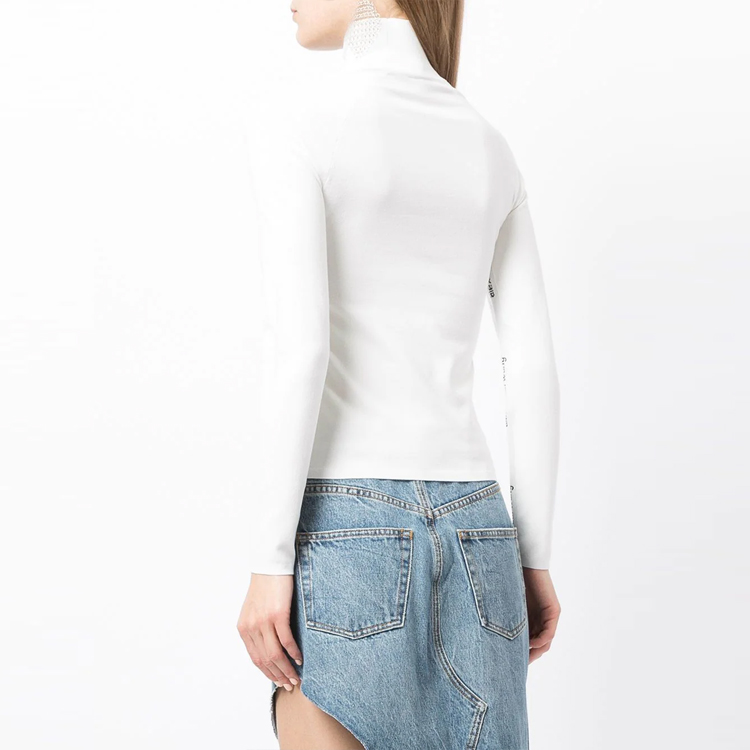 Purchase (Women) Alexander Wang FW21 Logo Trim Slim Fit Knit Top Women’s White 4KC4211035