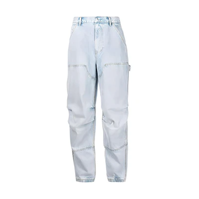 (Women) Alexander Wang FW21 Loose Fit Button-Zip Blue Denim Jeans. 4DC4214012-270