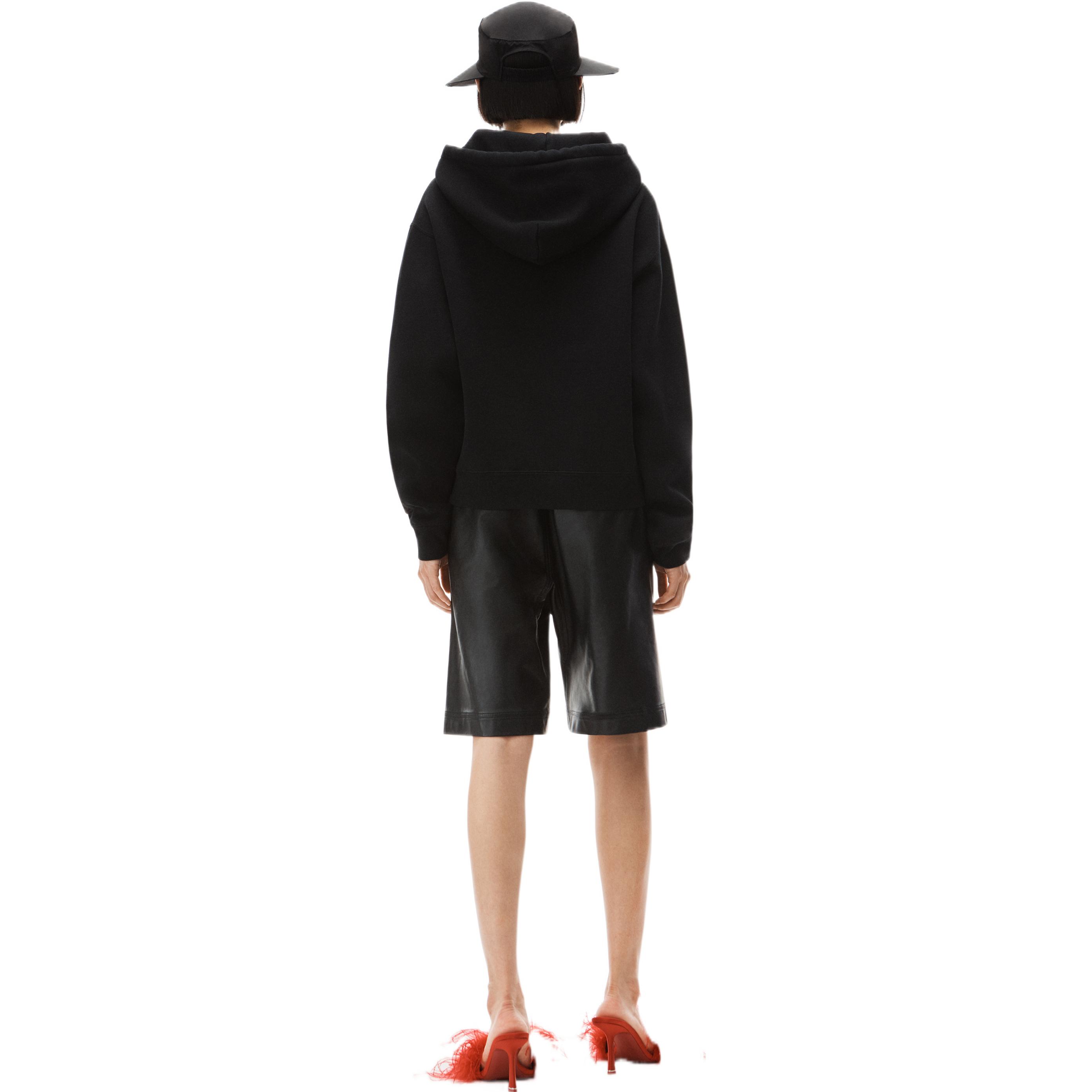 Shop (W) 알렉산더왕 FW21 오버사이즈 로고 후드 여성용 블랙 풀오버 스웨트셔츠. 4CC3212053-001