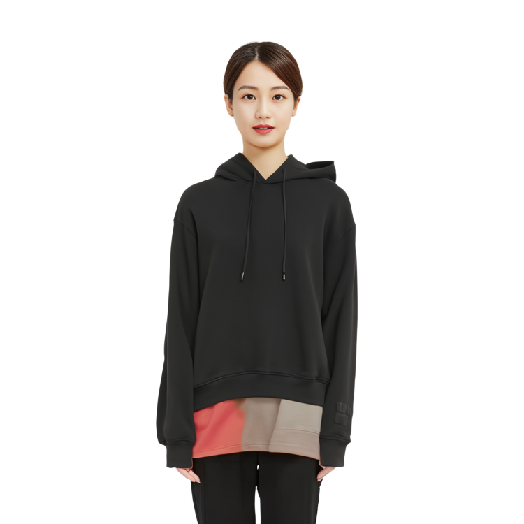 Purchase (W) 알렉산더왕 FW21 오버사이즈 로고 후드 여성용 블랙 풀오버 스웨트셔츠. 4CC3212053-001