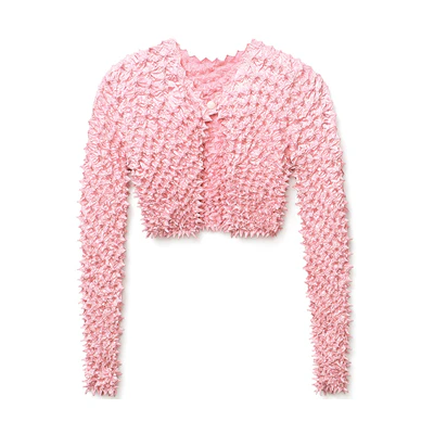 (Women) Alexander Wang FW21 Pink Tie-Dye Cropped Snap Cardigan Sweater for Women 1WC3211490-952