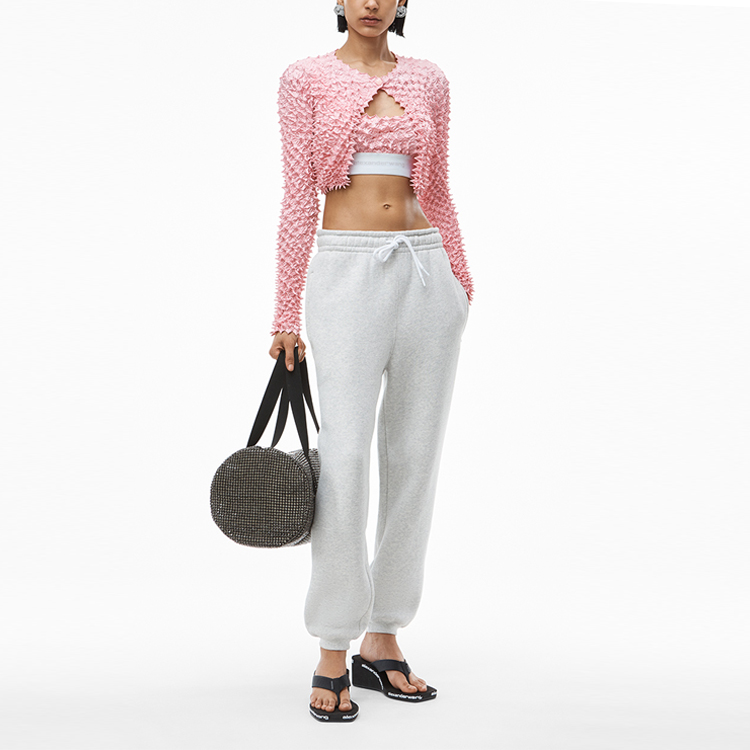 Lookbook (Women) Alexander Wang FW21 Pink Tie-Dye Cropped Snap Cardigan Sweater for Women 1WC3211490-952