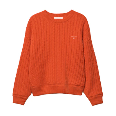 (Women) Alexander Wang FW21 Ribbed Cotton Knit Pullover Sweater Orange. UKC3211030-600