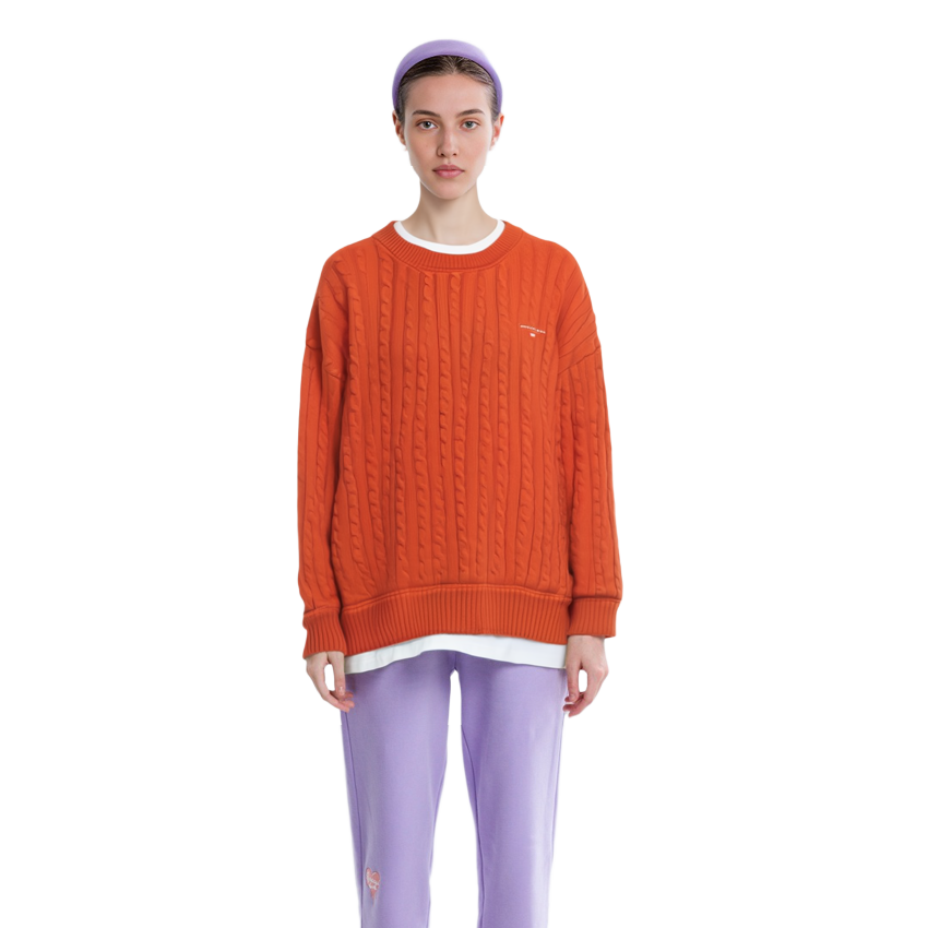 Sizing (Women) Alexander Wang FW21 Ribbed Cotton Knit Pullover Sweater Orange. UKC3211030-600