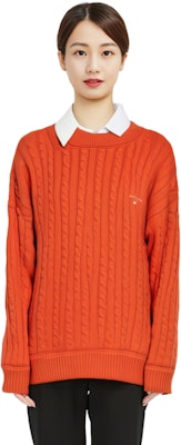 (Women) Alexander Wang FW21 Ribbed Cotton Knit Pullover Sweater Orange. UKC3211030-600 1